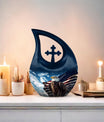 10-inch Eagle Urn with Cross Drop Design, Biodegradable Cremation Urn 