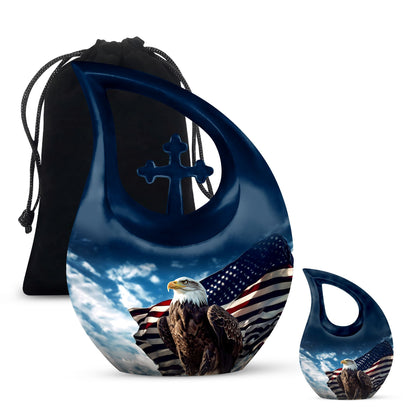 10-inch Eagle Urn with Cross Drop Design, Biodegradable Cremation Urn 