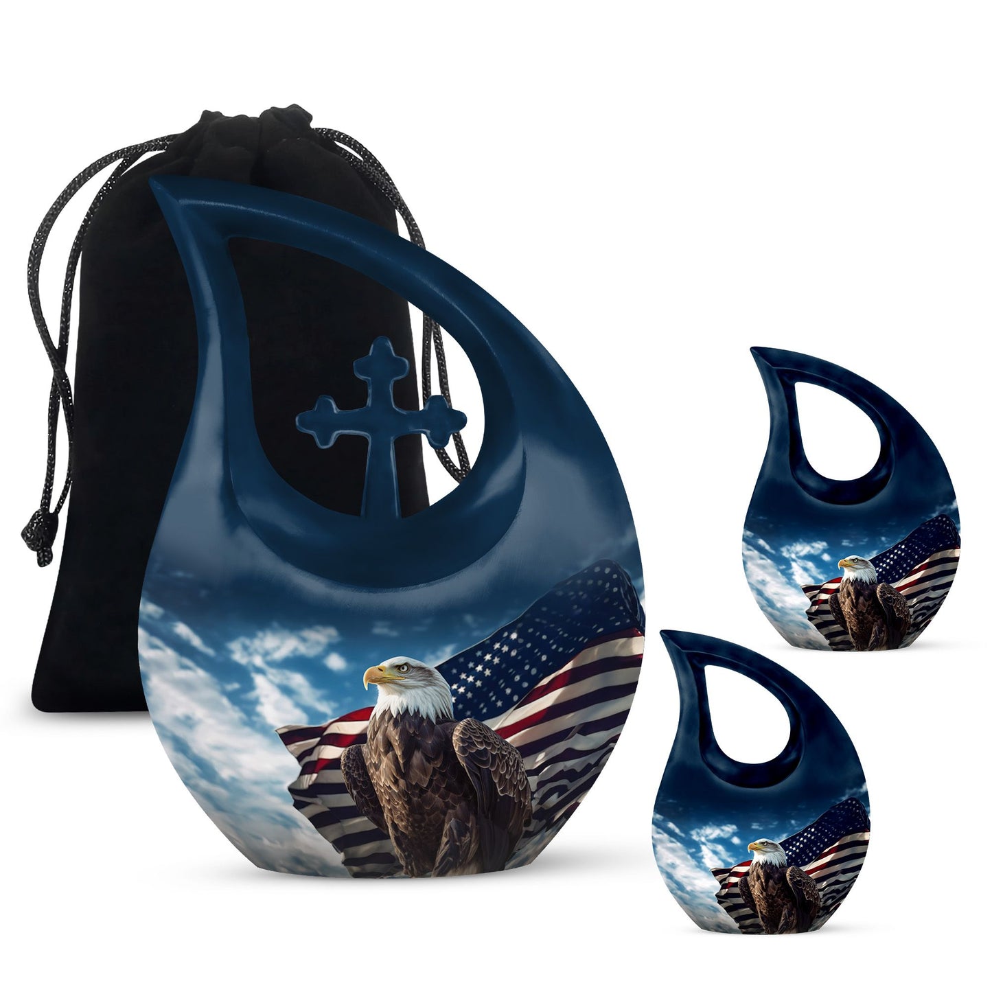 10-inch Eagle Urn with Cross Drop Design, Biodegradable Cremation Urn 