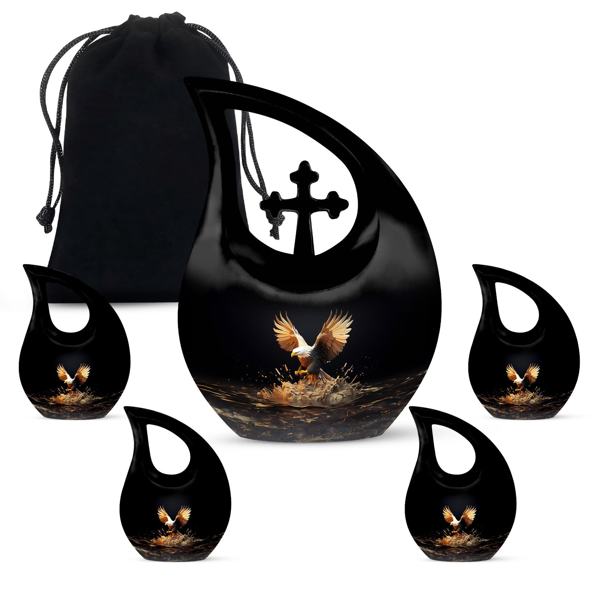 10-inch eagle theme Cross Drop urn for human ashes 