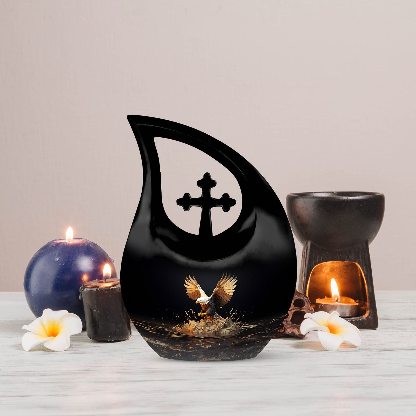10-inch eagle theme Cross Drop urn for human ashes 
