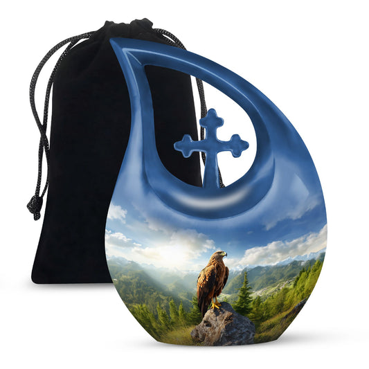 10-inch Eagle theme Cross Drop design Large Urn 