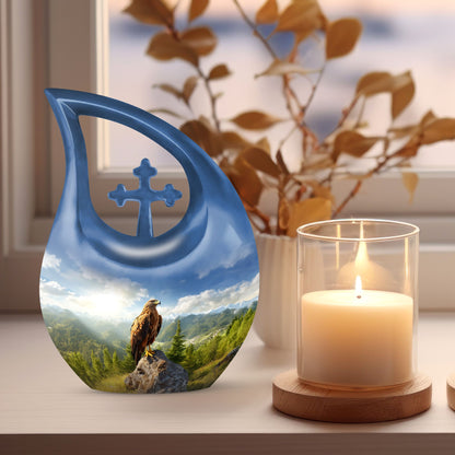 10-inch Eagle theme Cross Drop design Large Urn 