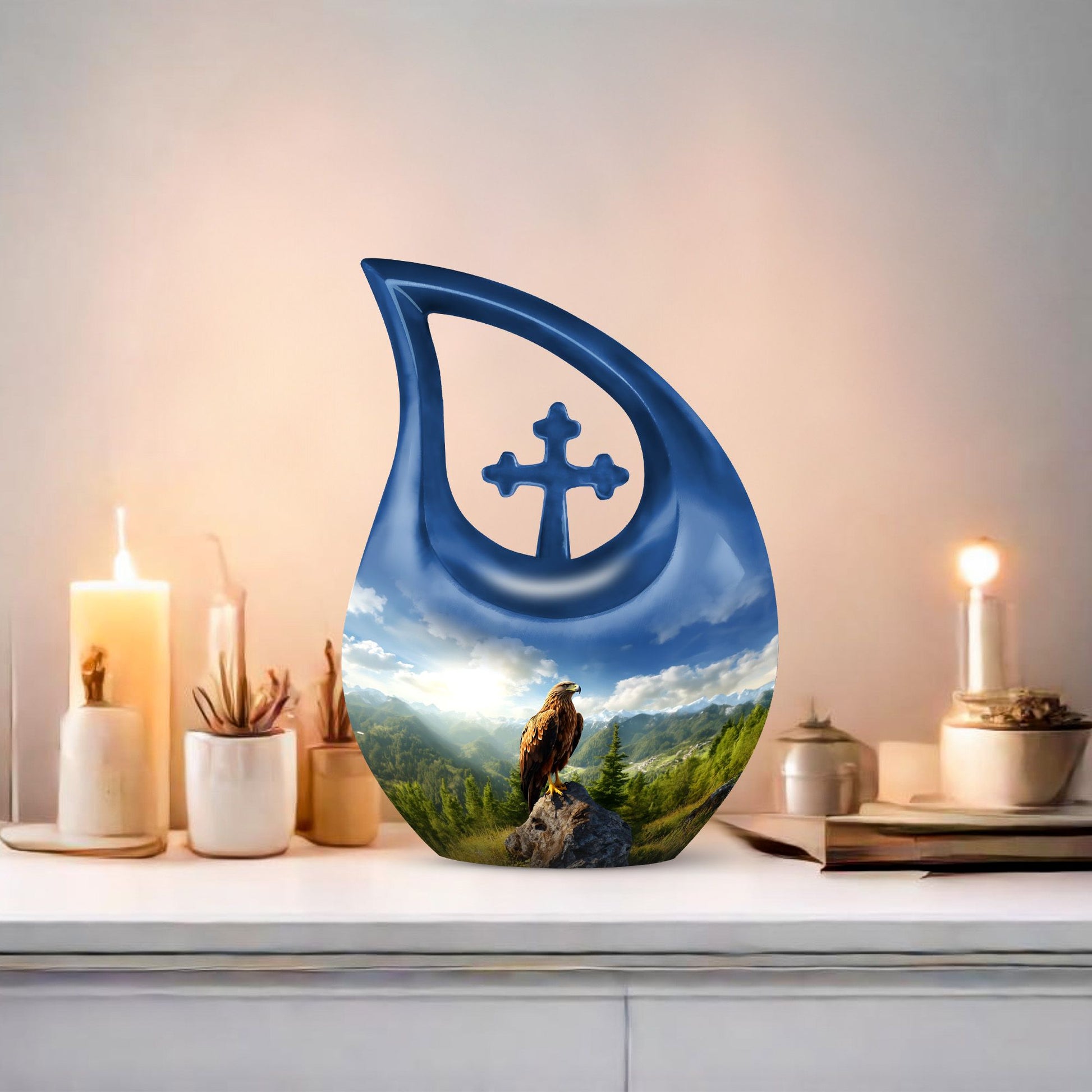 10-inch Eagle theme Cross Drop design Large Urn 