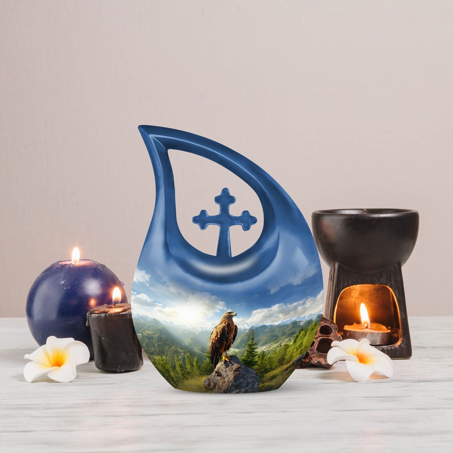10-inch Eagle theme Cross Drop design Large Urn 