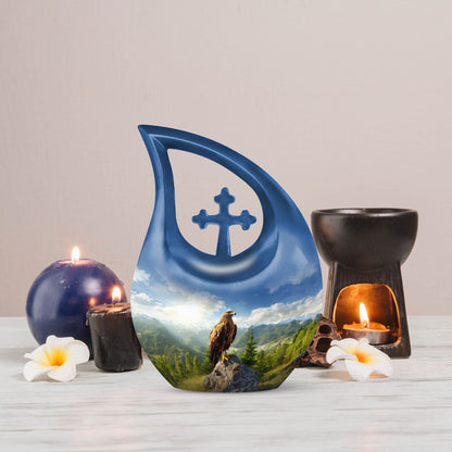10-inch Eagle theme Cross Drop design Large Urn 