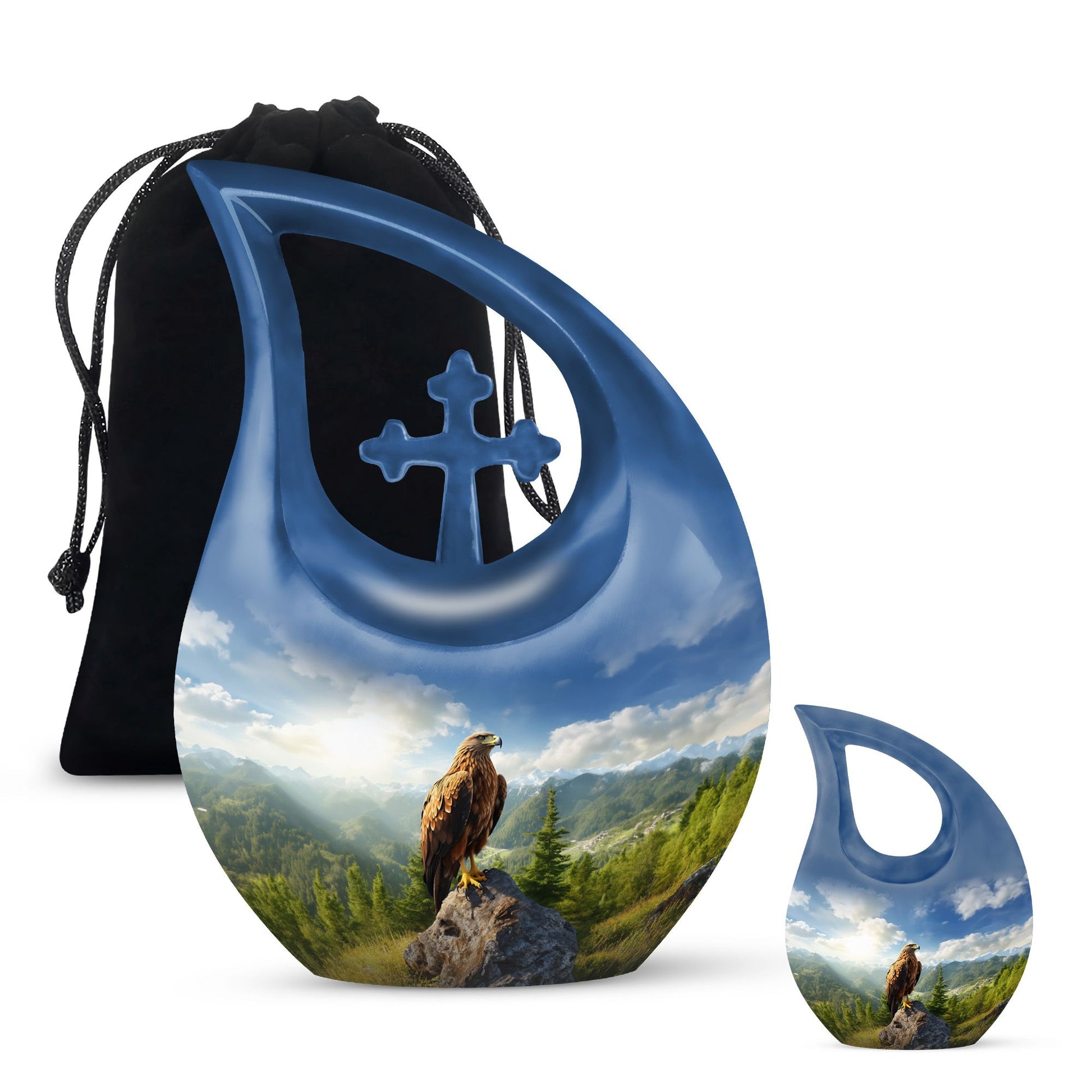 10-inch Eagle theme Cross Drop design Large Urn 