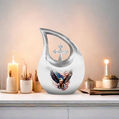10-inch Eagle Urn with Cross Drop design, 