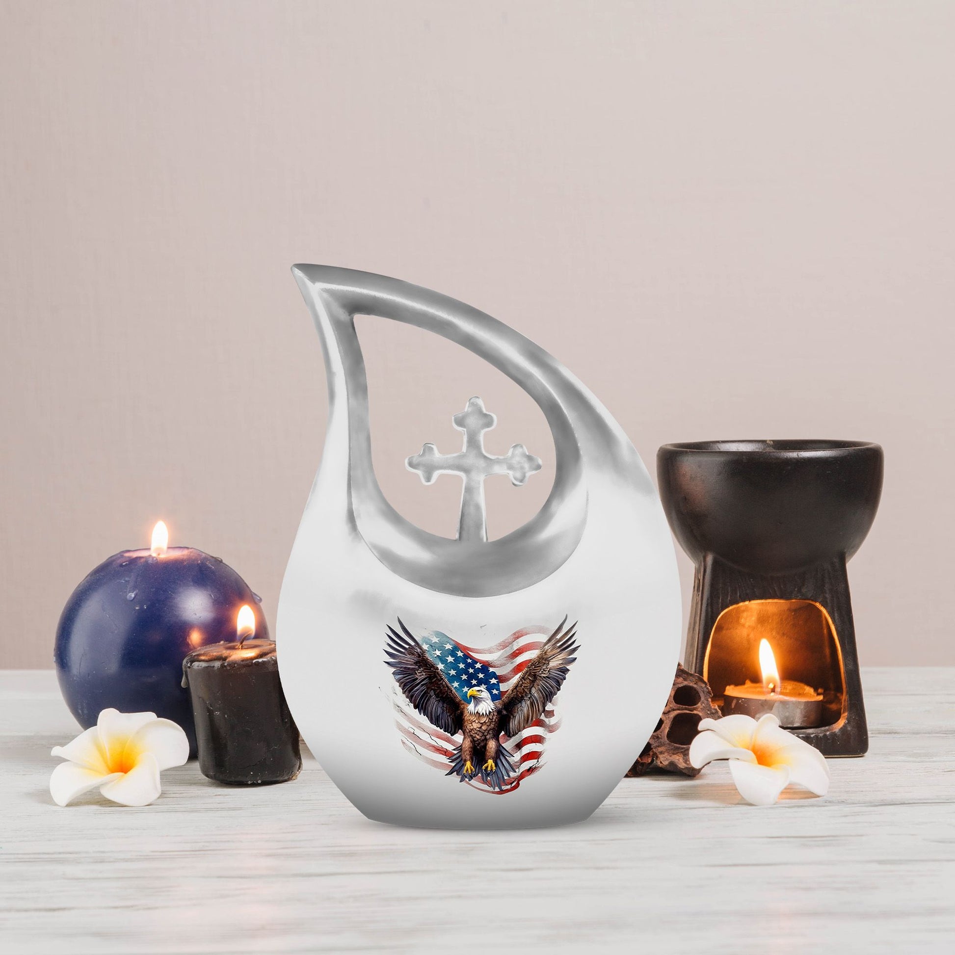 10-inch Eagle Urn with Cross Drop design, 