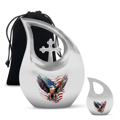 10-inch Eagle Urn with Cross Drop design, 