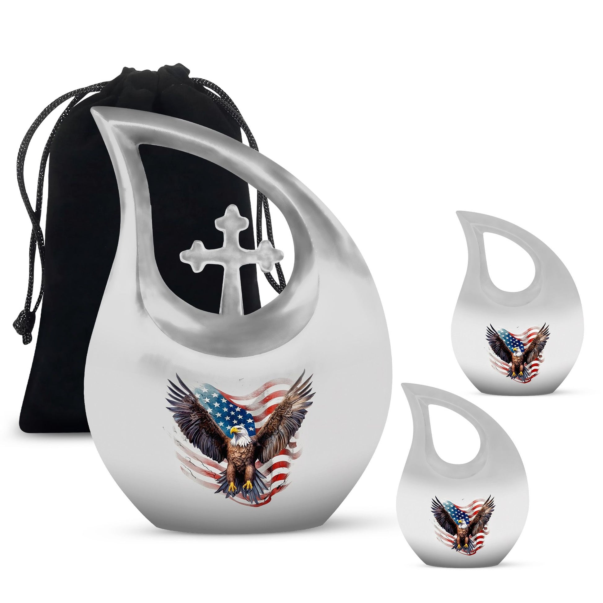 10-inch Eagle Urn with Cross Drop design, 
