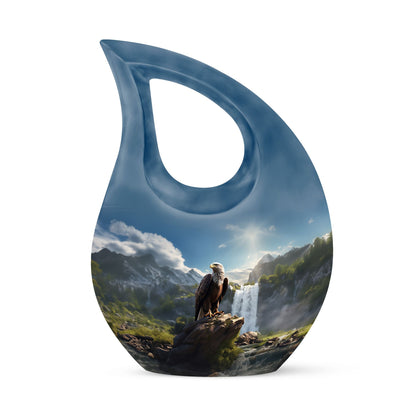 10-inch Eagle Themed Cross Drop Companion Cremation Urn, 