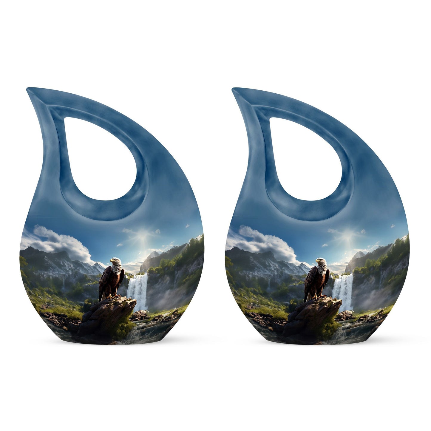 10-inch Eagle Themed Cross Drop Companion Cremation Urn, 