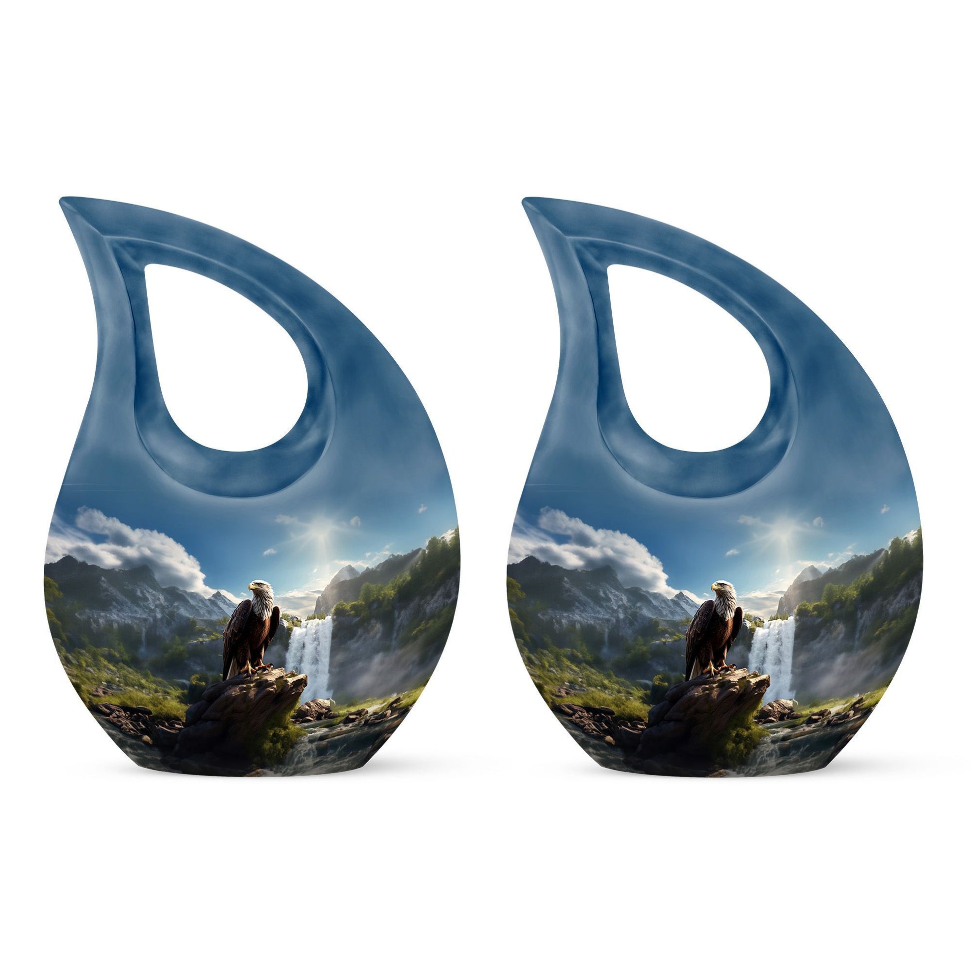 10-inch Eagle Themed Cross Drop Companion Cremation Urn, 