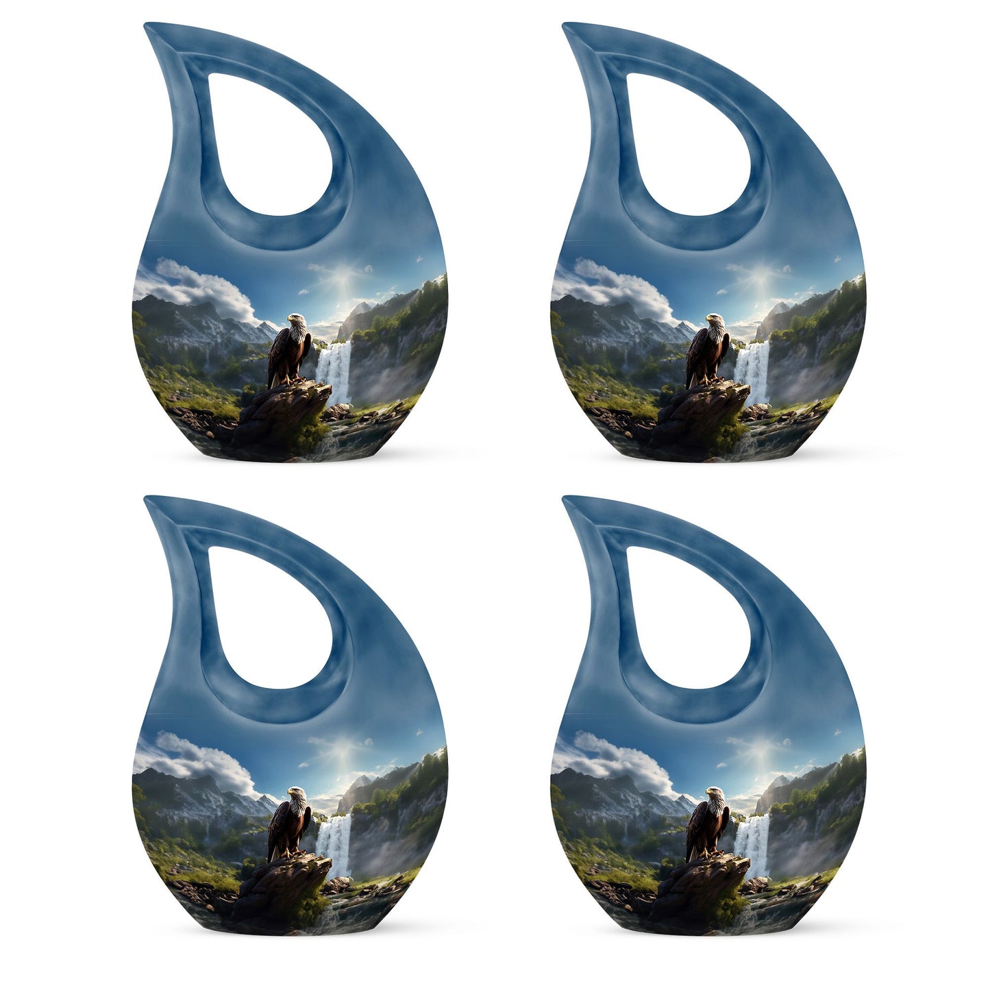 10-inch Eagle Themed Cross Drop Companion Cremation Urn, 