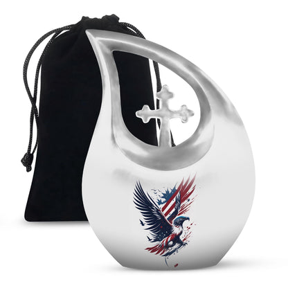10-inch Eagle Urn with Cross Drop design, Personalized