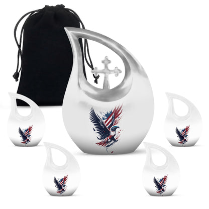 10-inch Eagle Urn with Cross Drop design, Personalized