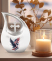 10-inch Eagle Urn with Cross Drop design, Personalized