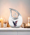 10-inch Eagle Urn with Cross Drop design, Personalized
