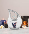 10-inch Eagle Urn with Cross Drop design, Personalized