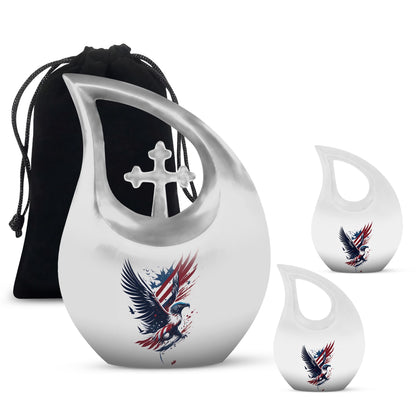 10-inch Eagle Urn with Cross Drop design, Personalized