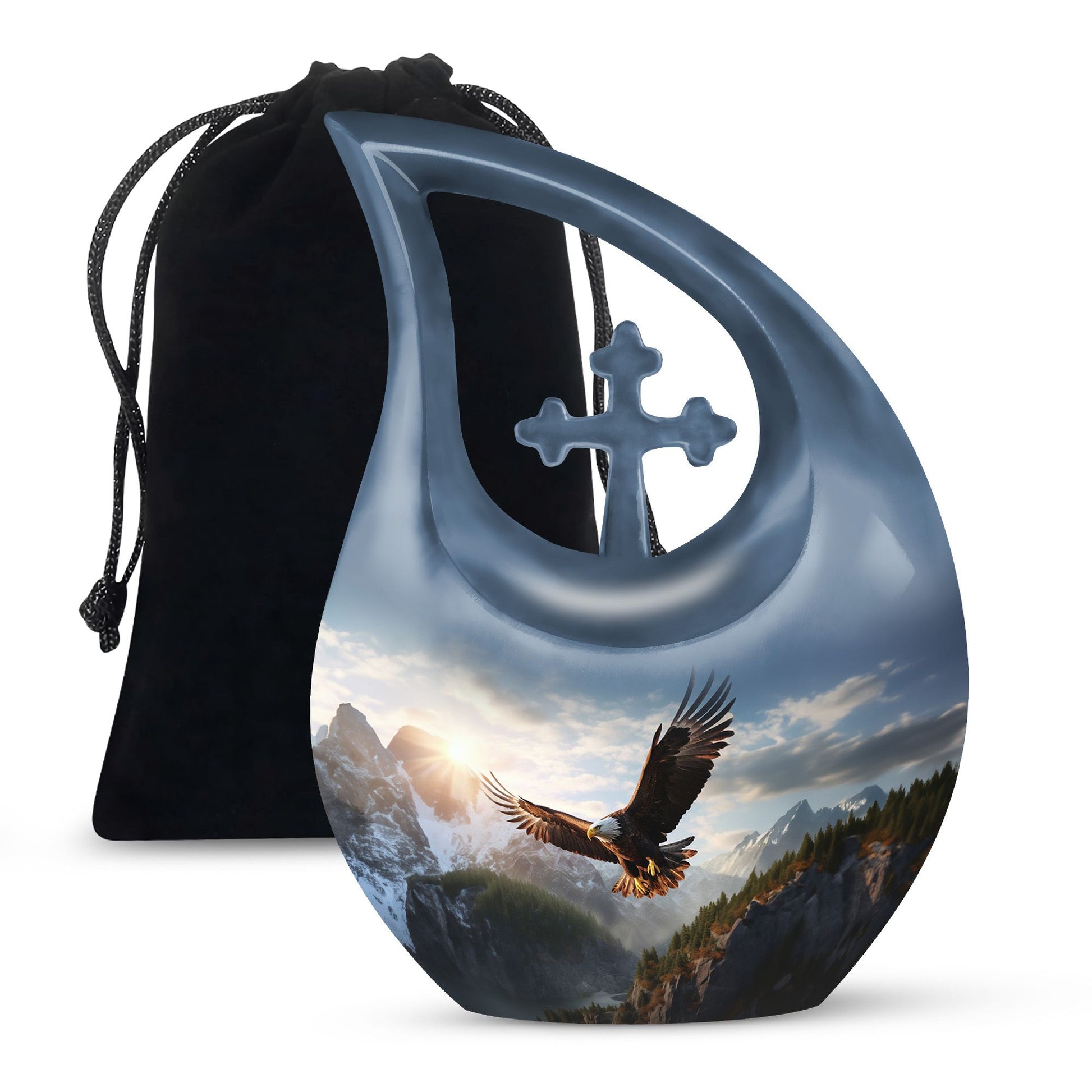 10-inch Eagle Urn in Cross Drop design,
