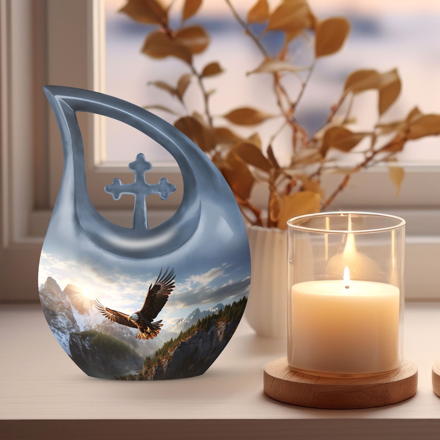10-inch Eagle Urn in Cross Drop design,