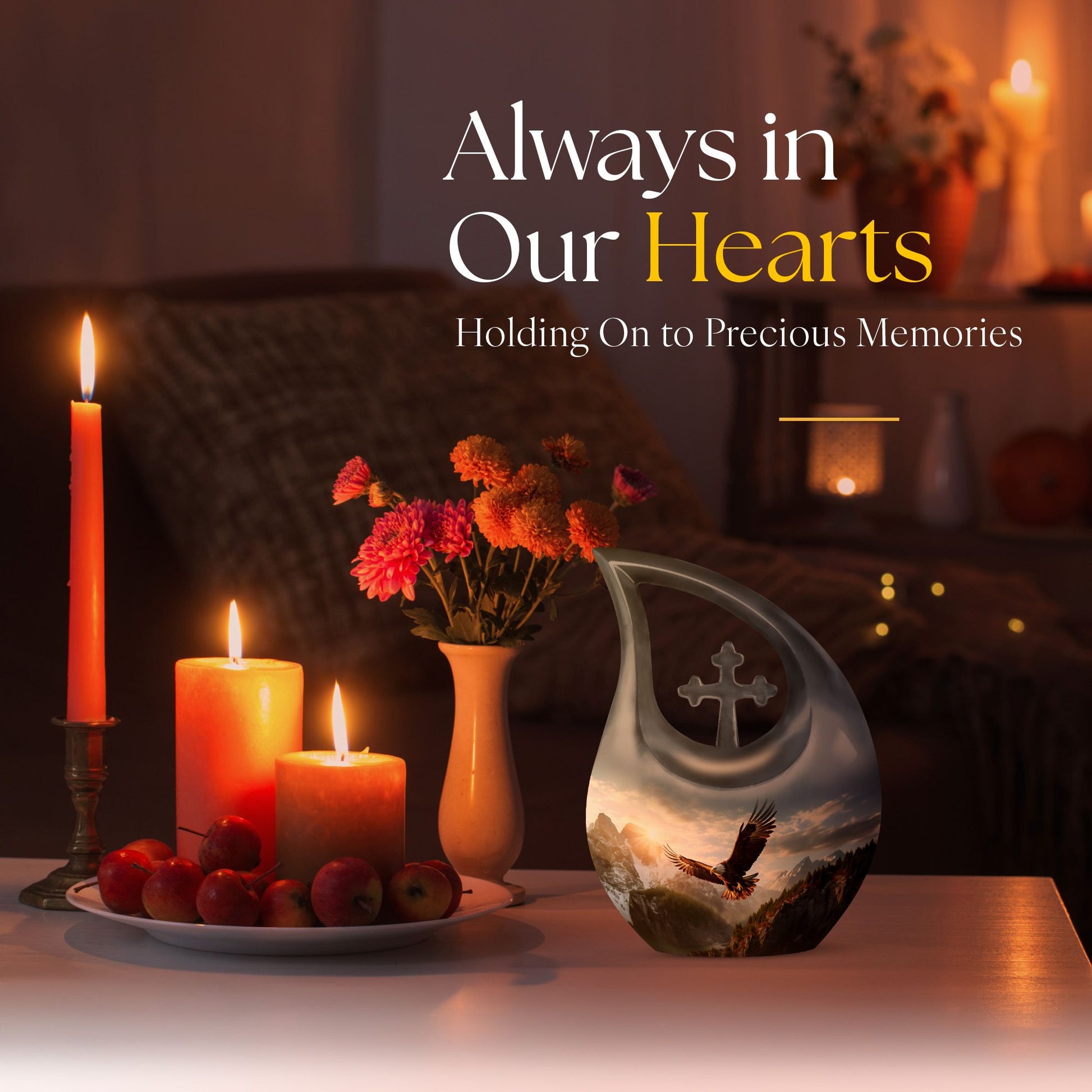 10-inch Eagle Urn in Cross Drop design,