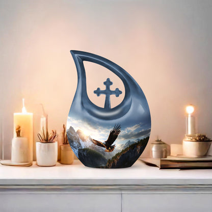 10-inch Eagle Urn in Cross Drop design,