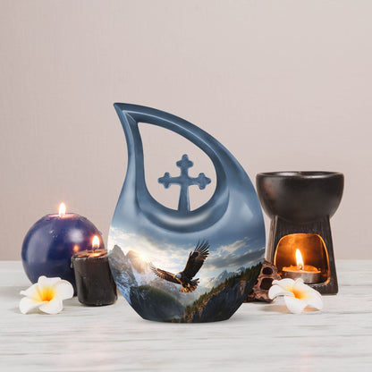 10-inch Eagle Urn in Cross Drop design,