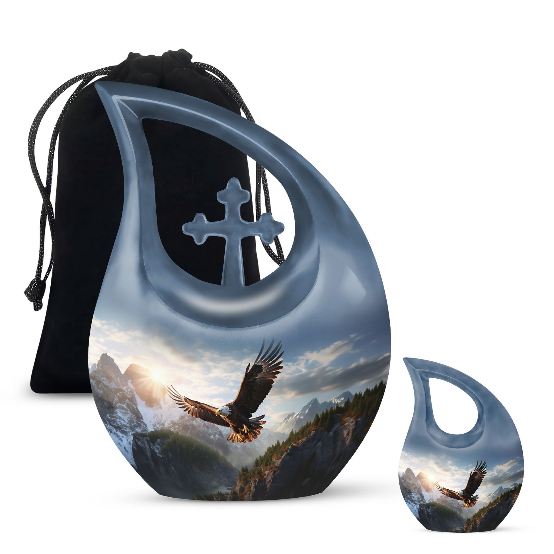 10-inch Eagle Urn in Cross Drop design,