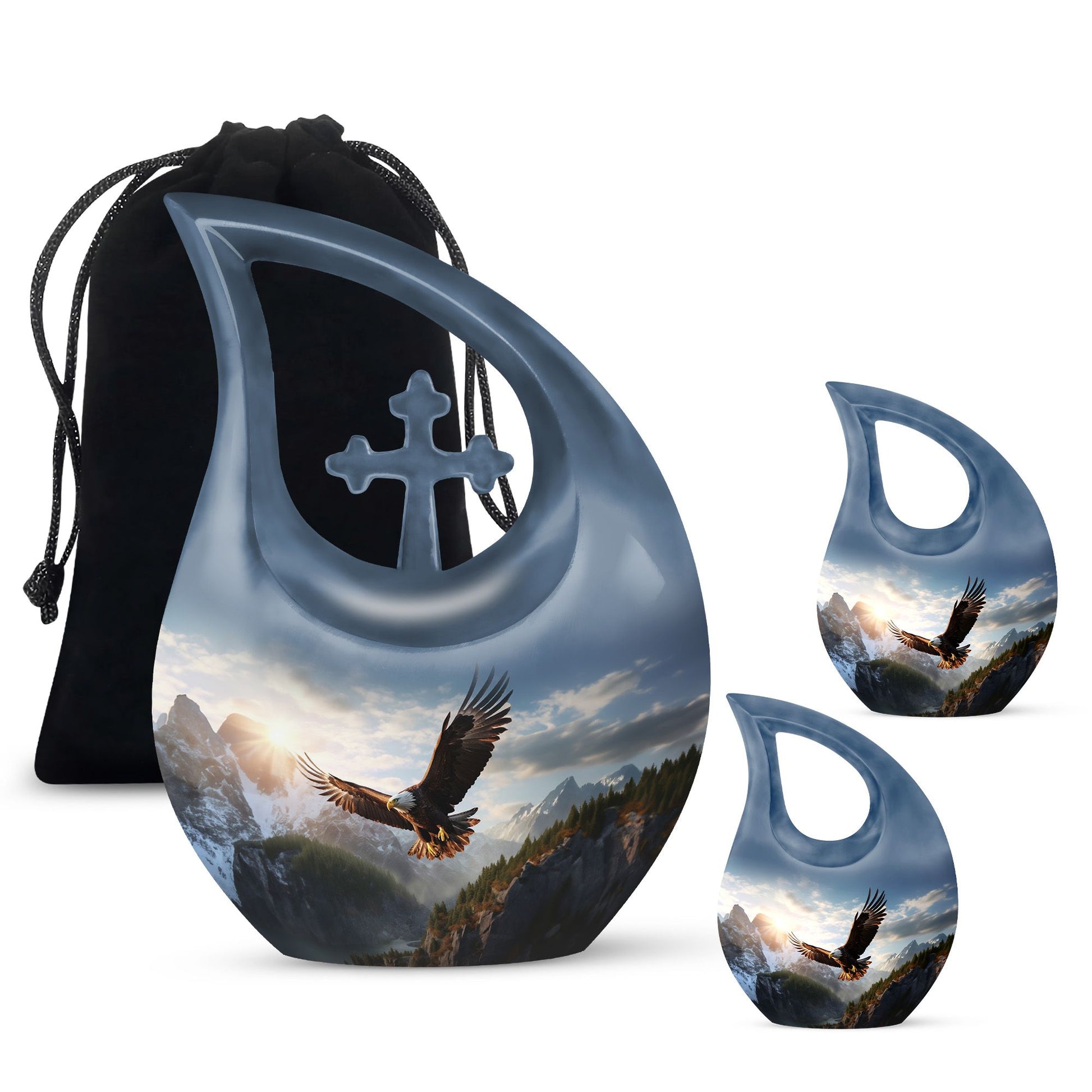 10-inch Eagle Urn in Cross Drop design,