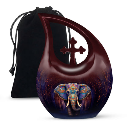 10-inch Elephant urn with Cross Drop 