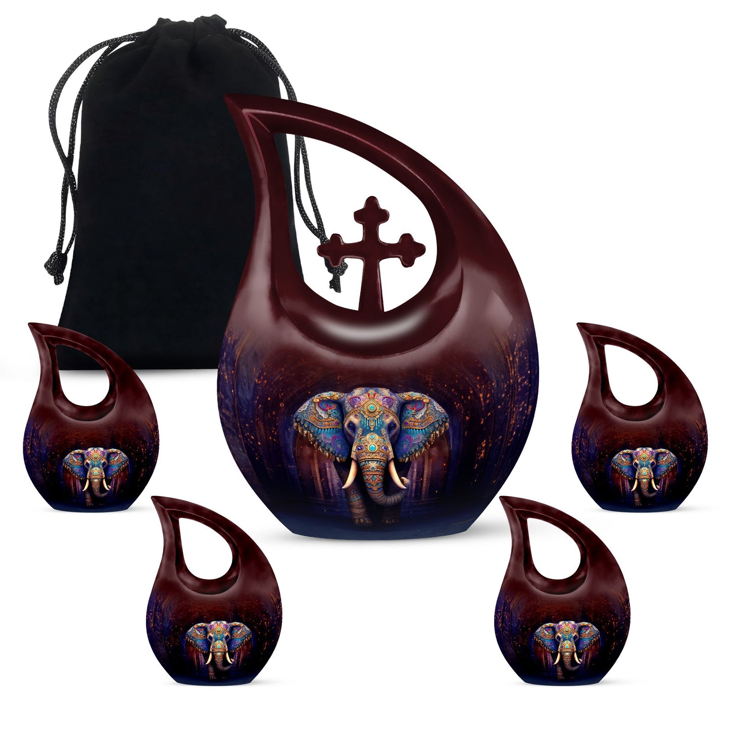 10-inch Elephant urn with Cross Drop 