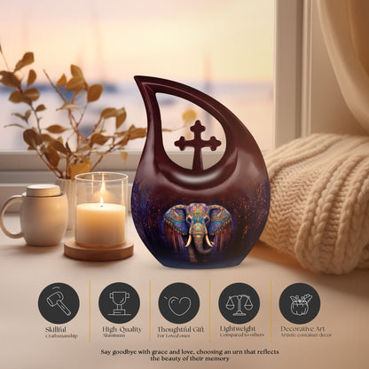 10-inch Elephant urn with Cross Drop 