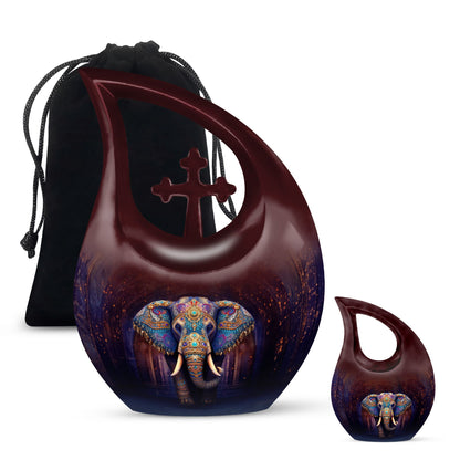 10-inch Elephant urn with Cross Drop 