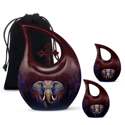 10-inch Elephant urn with Cross Drop 
