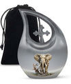 10-inch Elephant urn with Cross Drop design for ashes, 