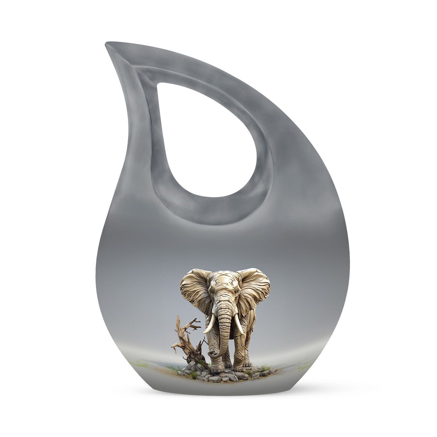 10-inch Elephant urn with Cross Drop design for ashes, 