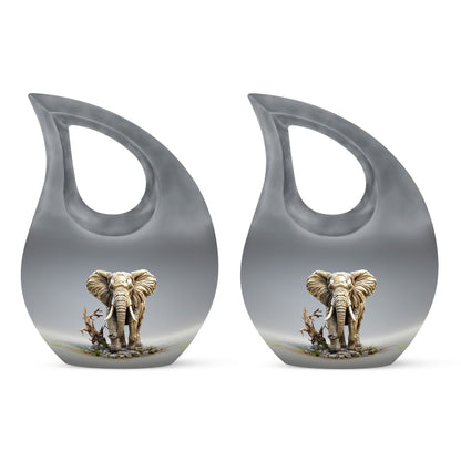 10-inch Elephant urn with Cross Drop design for ashes, 