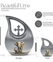 10-inch Elephant urn with Cross Drop design for ashes, 
