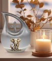 10-inch Elephant urn with Cross Drop design for ashes, 