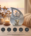 10-inch Elephant urn with Cross Drop design for ashes, 