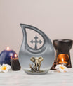 10-inch Elephant urn with Cross Drop design for ashes, 