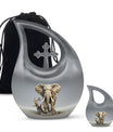 10-inch Elephant urn with Cross Drop design for ashes, 