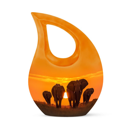 Elephant themed 10-inch large aluminium urn 