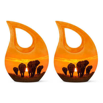 Elephant themed 10-inch large aluminium urn 