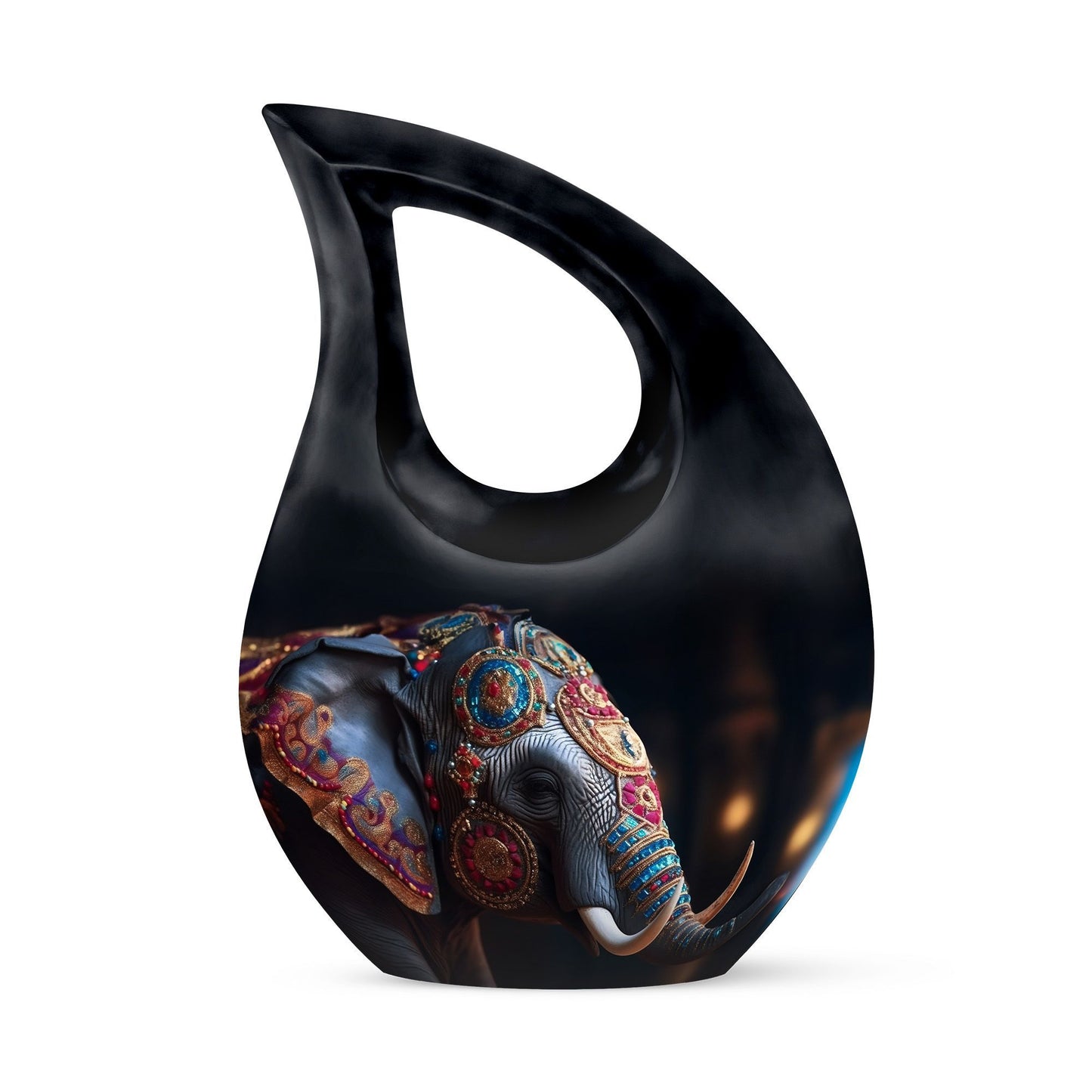 10-inch Elephant Urn with Cross Drop Design,