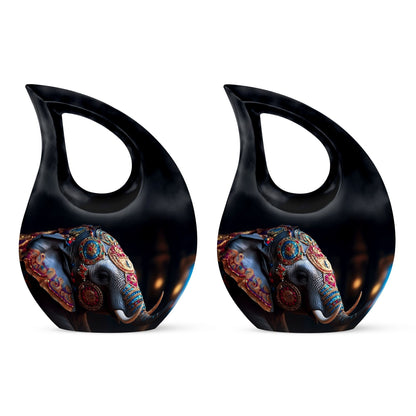 10-inch Elephant Urn with Cross Drop Design,