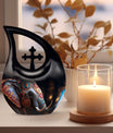 10-inch Elephant Urn with Cross Drop Design,